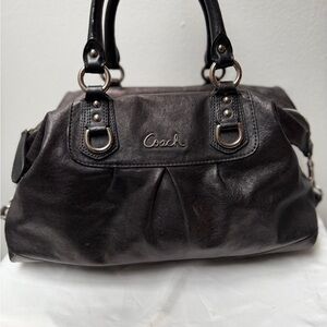 COACH Ashley #F15447 Black Leather Convertible Satchel Shoulder